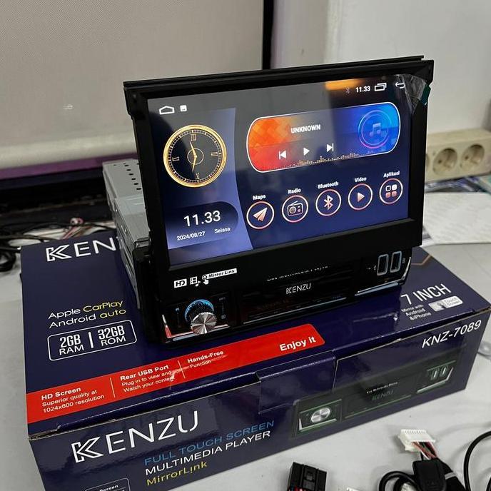 HEAD UNIT ANDROID SINGLE DIN KNZ-7 SLIDING IN-DASH