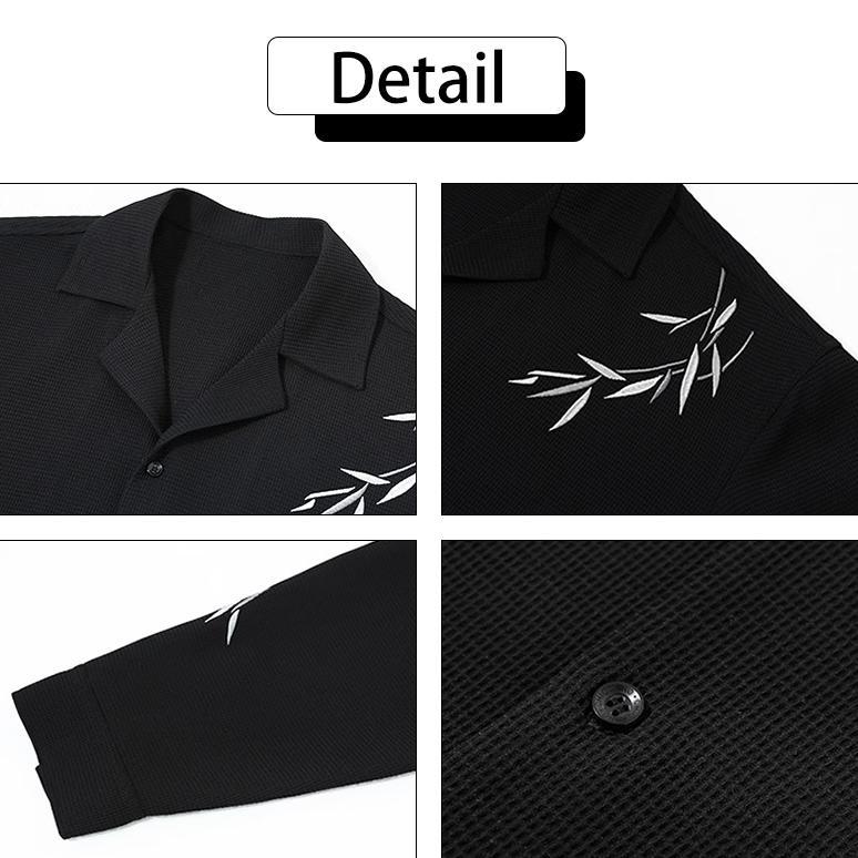 NEW kemeja korean style pria kemeja kasual pria baju kemeja cowok V Neck kemeja lengan panjang bordi