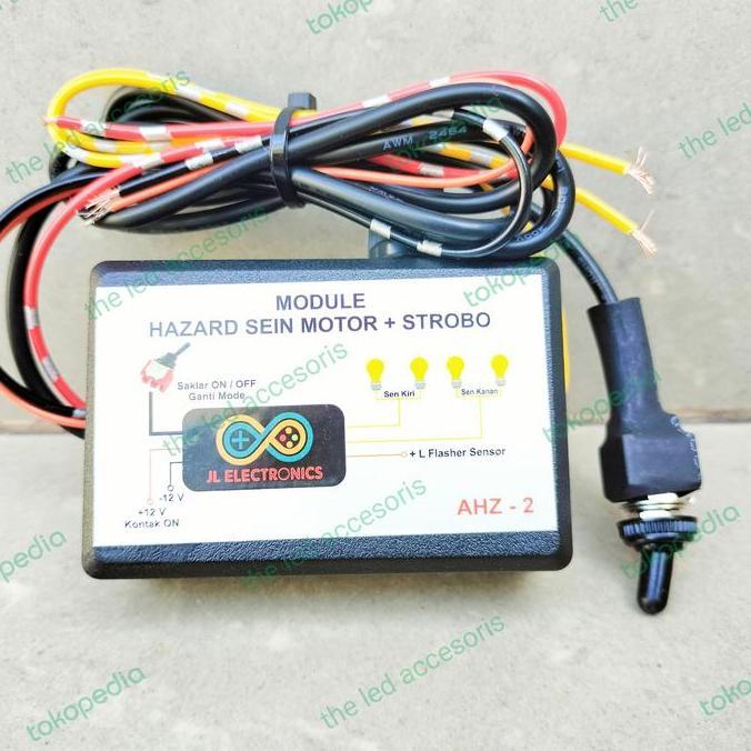 MODUL FLASHER KONVOI HAZARD + STROBO OTOMATIS SEIN MOTOR UNIVERSAL
