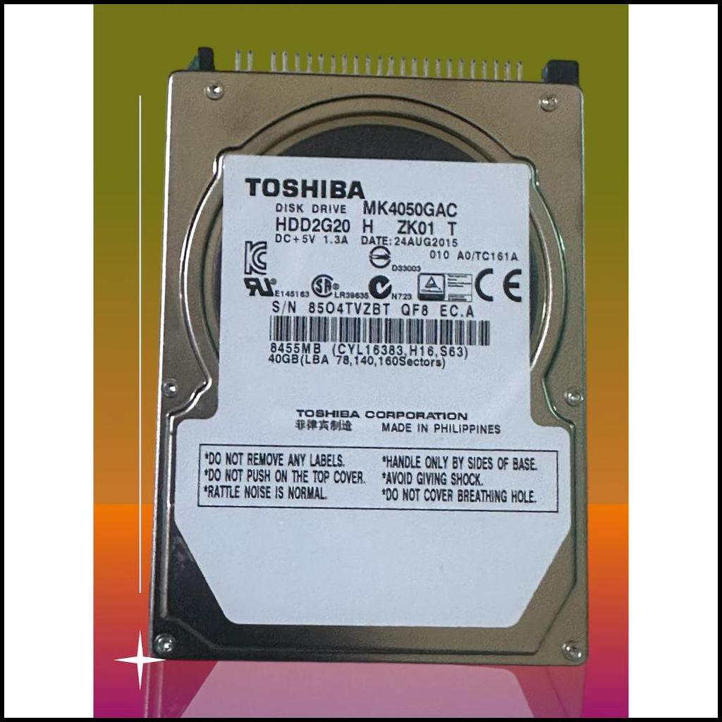 Harddisk Laptop Toshiba 40Gb Ide 2.5 Hdd Hardisk Internal Notebook 40 Gb Mulus Seperti Baru