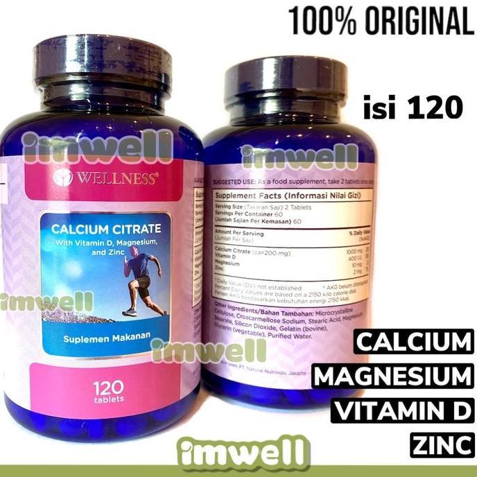Wellness Calcium Citrate 120 Vitamin D Magnesium Zinc -