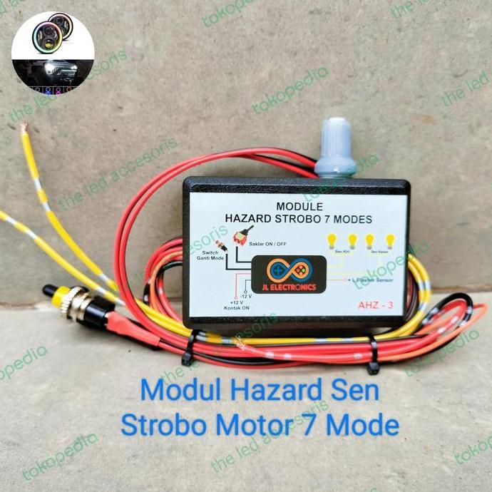 MODUL FLASHER KONVOI HAZARD 7MODE STROBO OTOMATIS SEIN MOTOR UNIVERSAL