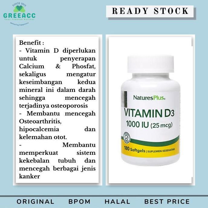Nature's Plus Vitamin D3 D 3 Vit D3 1000IU 1000 IU 180 Softgels