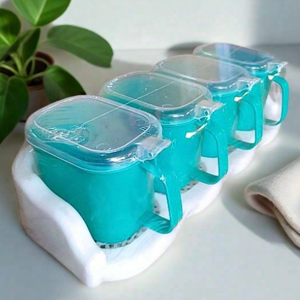 hj-54 Wadah Bumbu Dapur Set | Tempat Bumbu Dapur Isi 4 Toples Premium