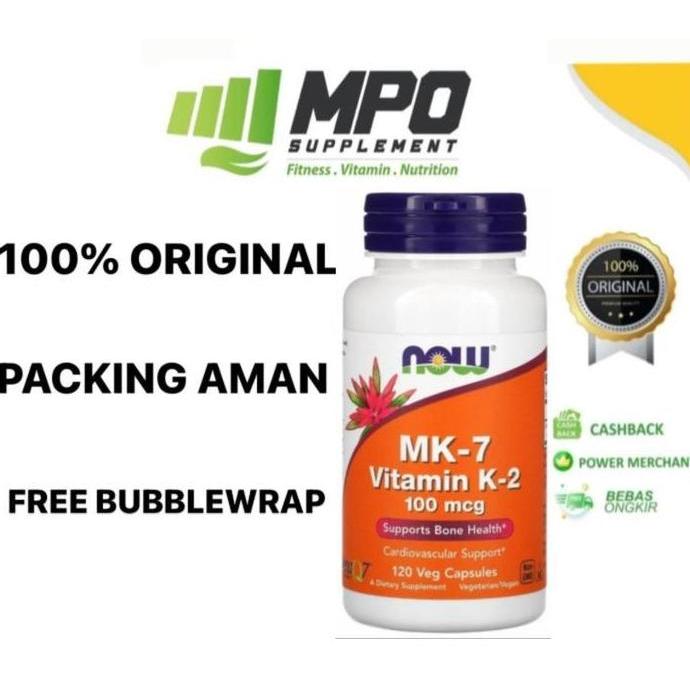 NOW Foods MK-7 Vitamin K-2 (120caps) NOW MK7 Vitamin K2 Vitamin Tulang