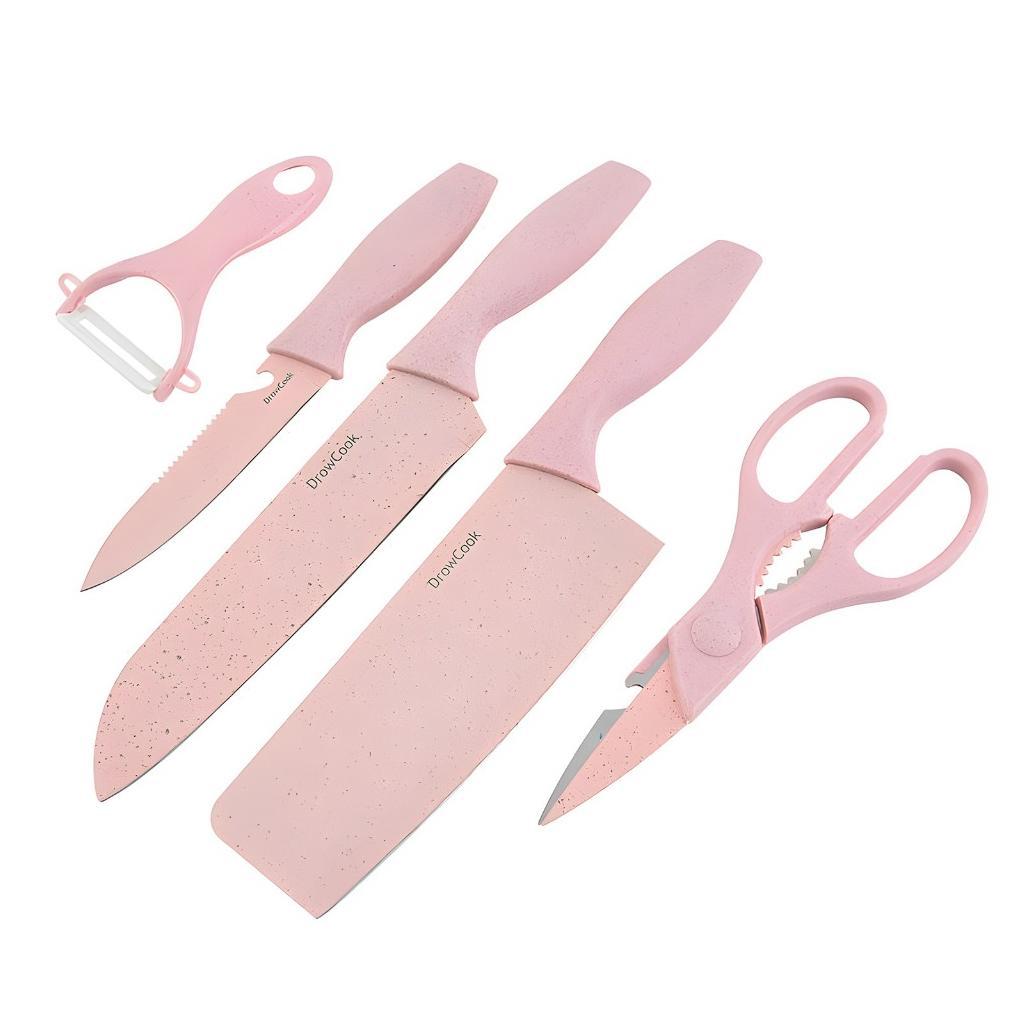 fx-76 (CT) Pisau Set 5 in 1 Keramik/pisau set dapur/pisau potong+tempat pisau Original