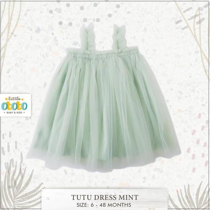 0-4th DRESS anak pesta TUTU MINT SAGE GREEN HIJAU Pastel IMPORT- Baju Baby Bayi Anak Gaun Tile Tulle