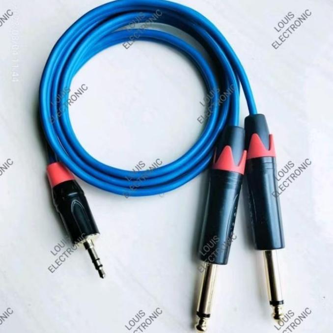 Kabel Jack HP Ke Mixer Aux 3.5mm Stereo To 2 Akai 6.5mm Mono (5 Meter)