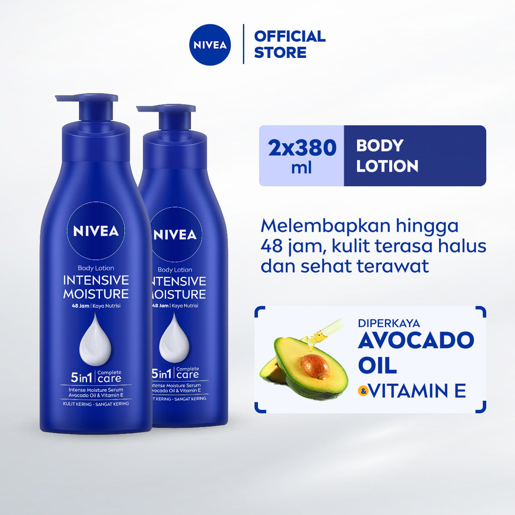 (PAKET HEMAT ISI 2) NIVEA Body Lotion Intensive Moisture 380ml - Hand body lotion mositurizer 48 jam