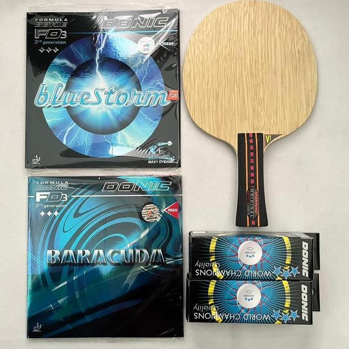 Paket Bat Pingpong Donic Original Senso carbon + Karet Donic Set