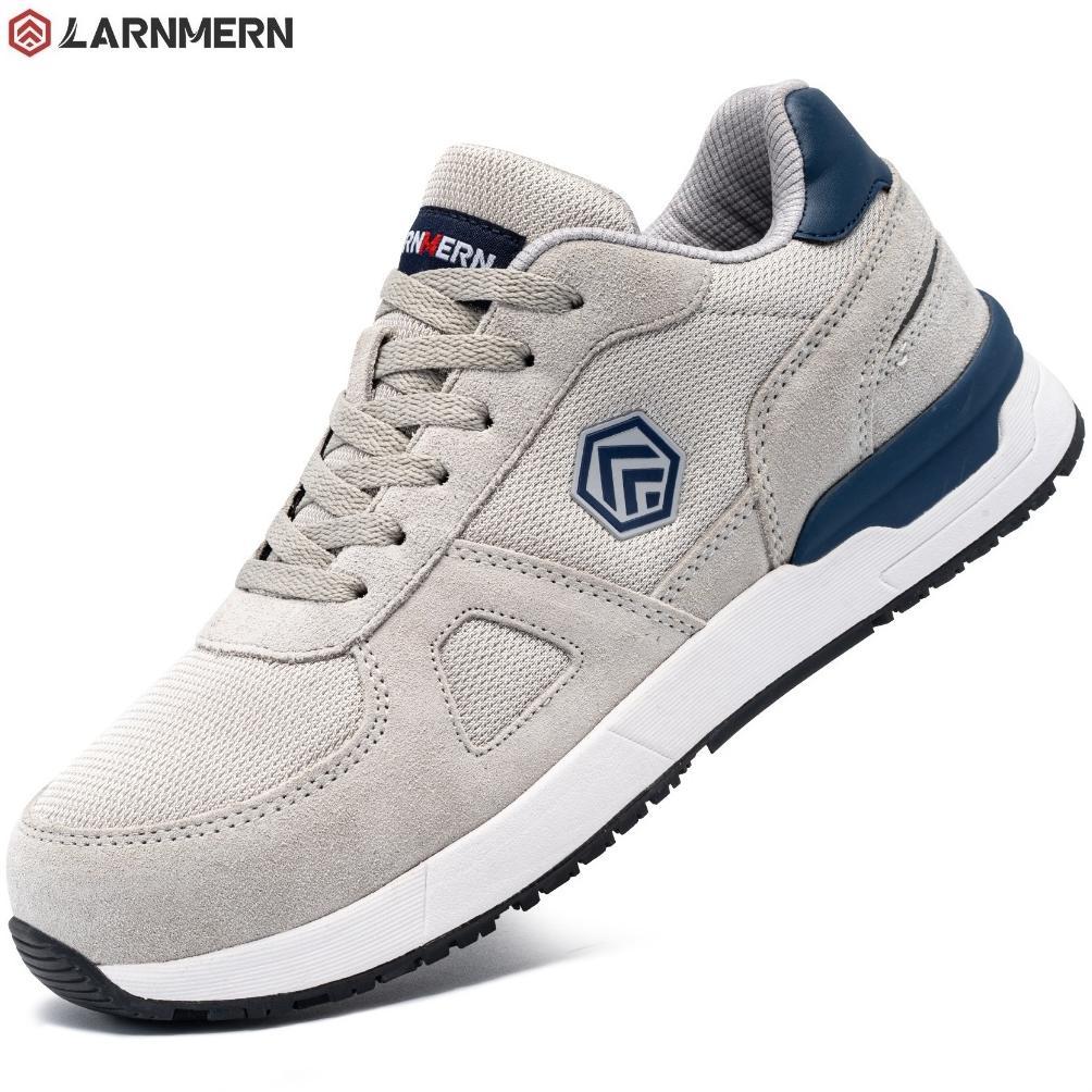 LARNMERN Safety Shoes Mens Sneakers Steel Toe Construction AntiStatic Work Shoes Pria L9096 Grey ter