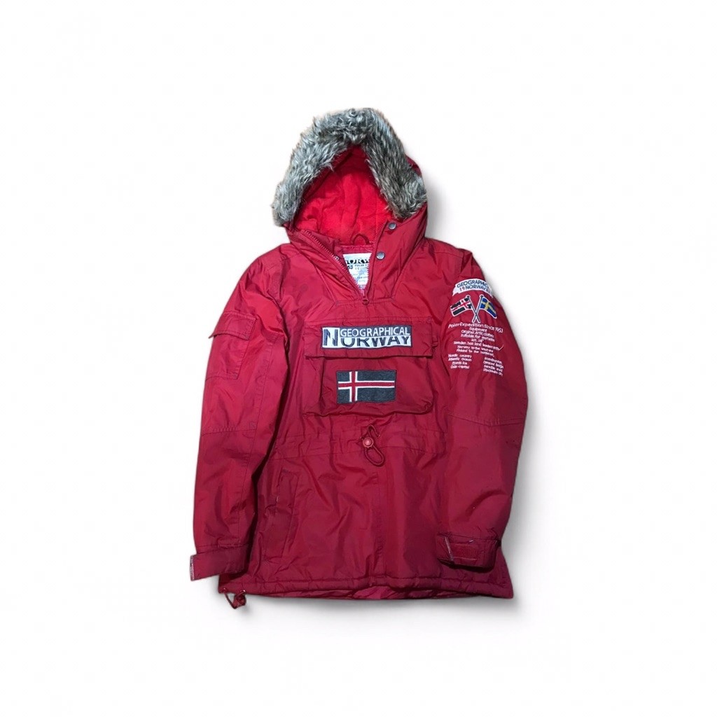 Vintage 90s 00s Geographical Norway RED SKIDOO ANORAK Polar EXPEDITION equipment JACKET SIZE M Geogr