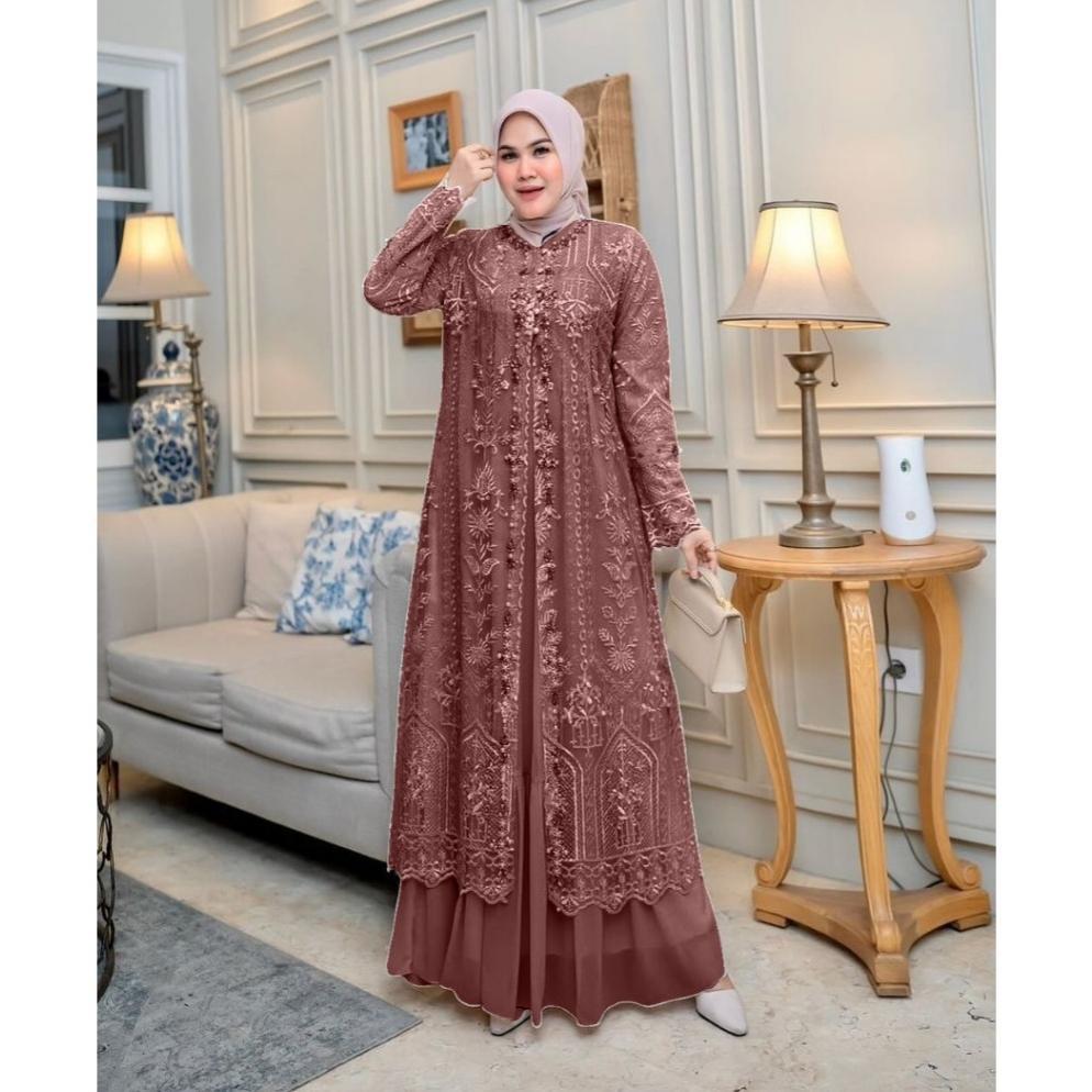 DISKON SAFIRA DRESS OUTER BROKAT MEWAH GAMIS LEBARAN PESTA KONDANGAN WANITA REMAJA DEWASA MUSLIM TER
