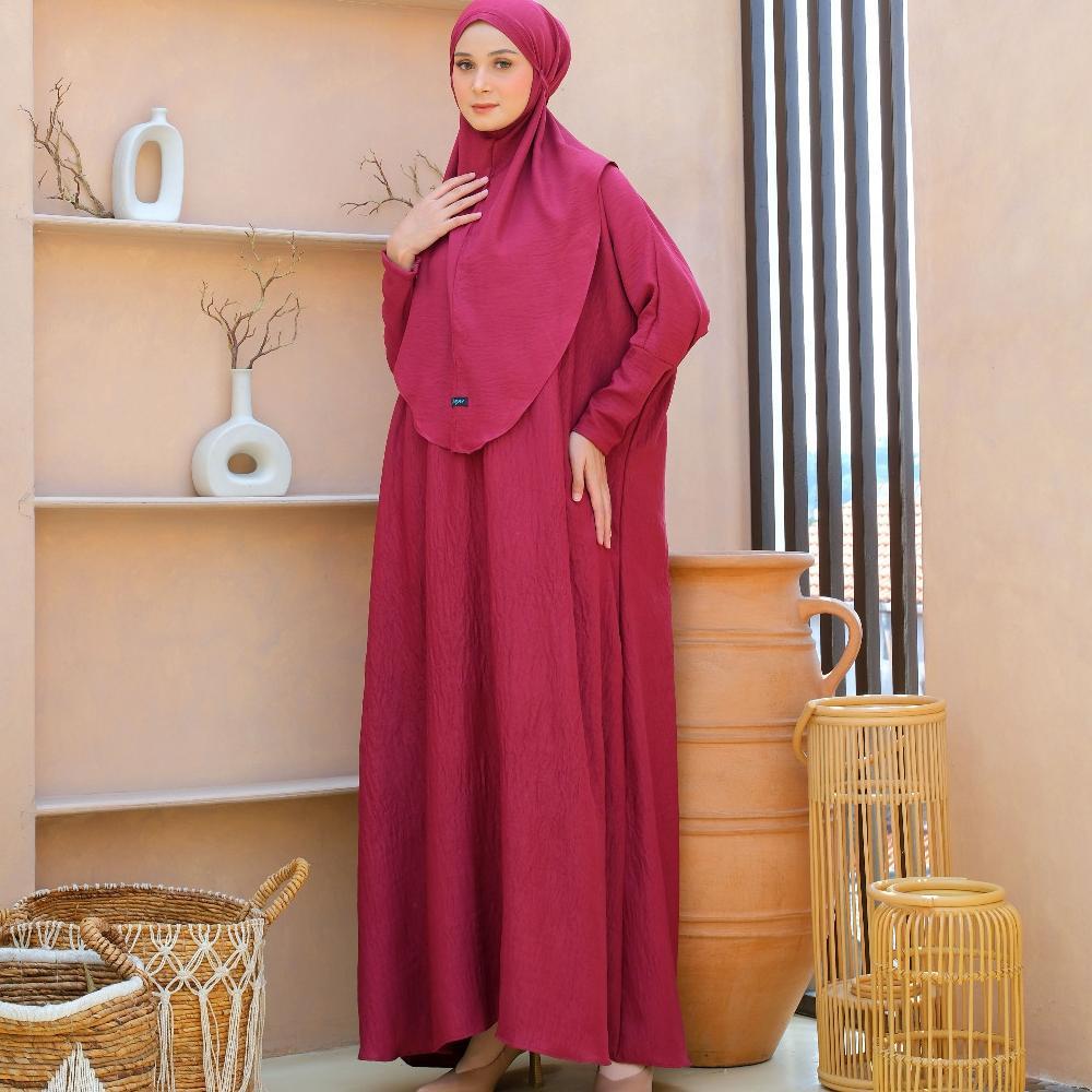 MURAH Gamis Abaya Putih Set Hijab Syari Polos Jumbo Premium Set Kerudung  By Diayu