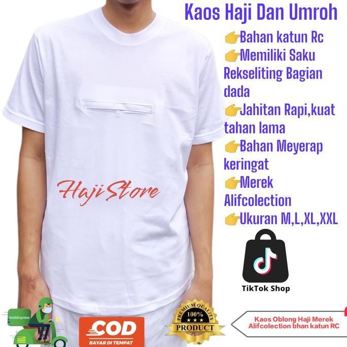 Lansungkirim- Kaos Haji Dan Umroh Saku Doraemon Merek Alif Oblong Cowok Pria Baju