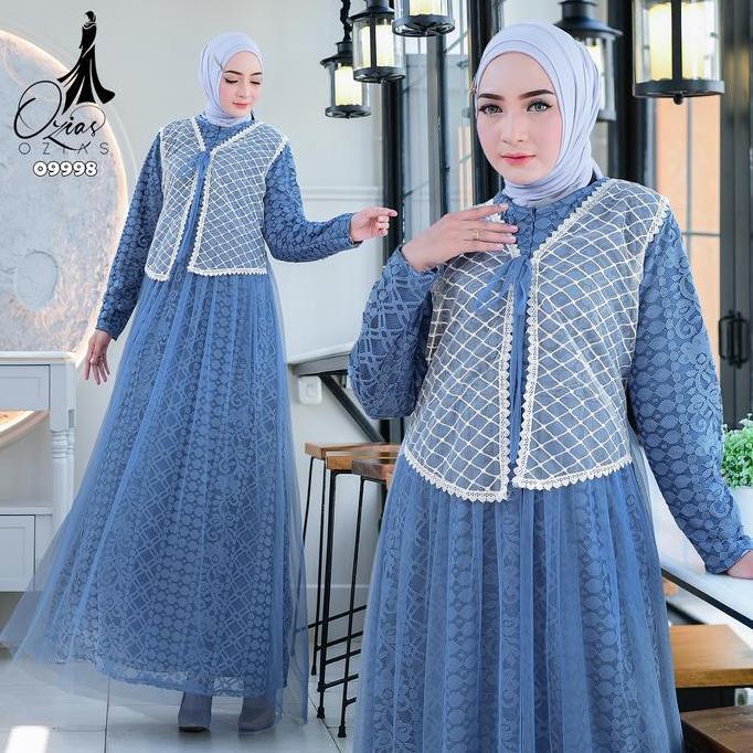 Gamis Ozias Brokat Fimela 09998 I Gamis Kondangan Pesta I Gamis Wisuda Cantik