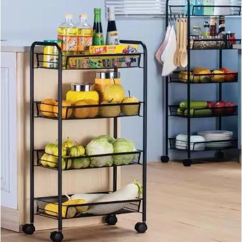 NEW - Rak Dapur Dorong Troli Penyimpanan Barang Besi Rak Dorong Besi 4 Susun Rak Salon Besi kokoh Ra