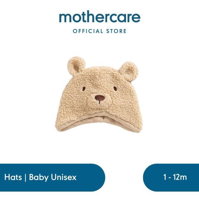 Mothercare Fluffy Bear Baby Hat - Topi Bayi Unisex (Krem) (TERBAIK) (TERBARU) (TERMURAH)