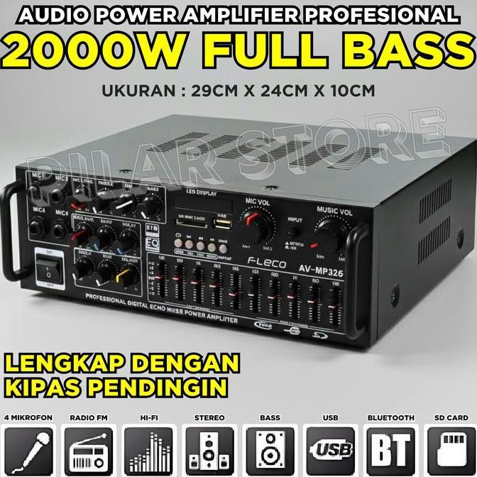 Ada Kipas Pendingin Amplifier Daya 2000 Watt Full Bass Untuk Salon Besar / Spaeker Jumbo Fleco AV-MP
