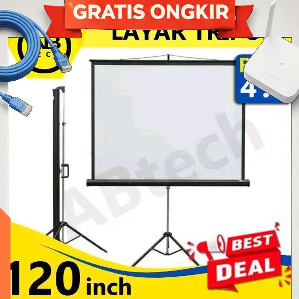 Layar Proyektor Tripod 120 Ratio 4:3 - Layar Tripod 120 Inch 4:3 - Layar Proyektor Tripod 120" 4:3
