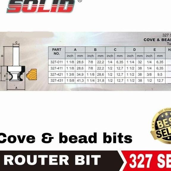 Mata router mata profil 327-011 SOLID cove bead bit