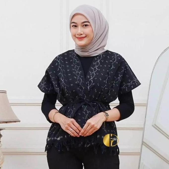 Kain_Usang | Outer Tenun Etnik All Size - Amanda Vest Unisex Motif Tenun Etnik Batik Pria Wanita CS