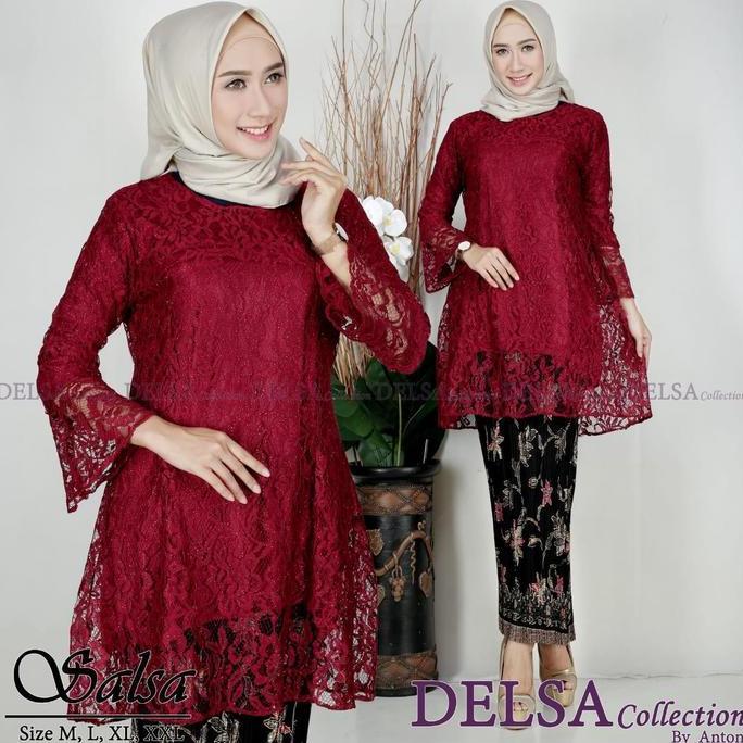 Promo Setelan kebaya brukat tunik tile / Kebaya tunik brukat tile terbaru 2023 / atasan Kebaya Broka