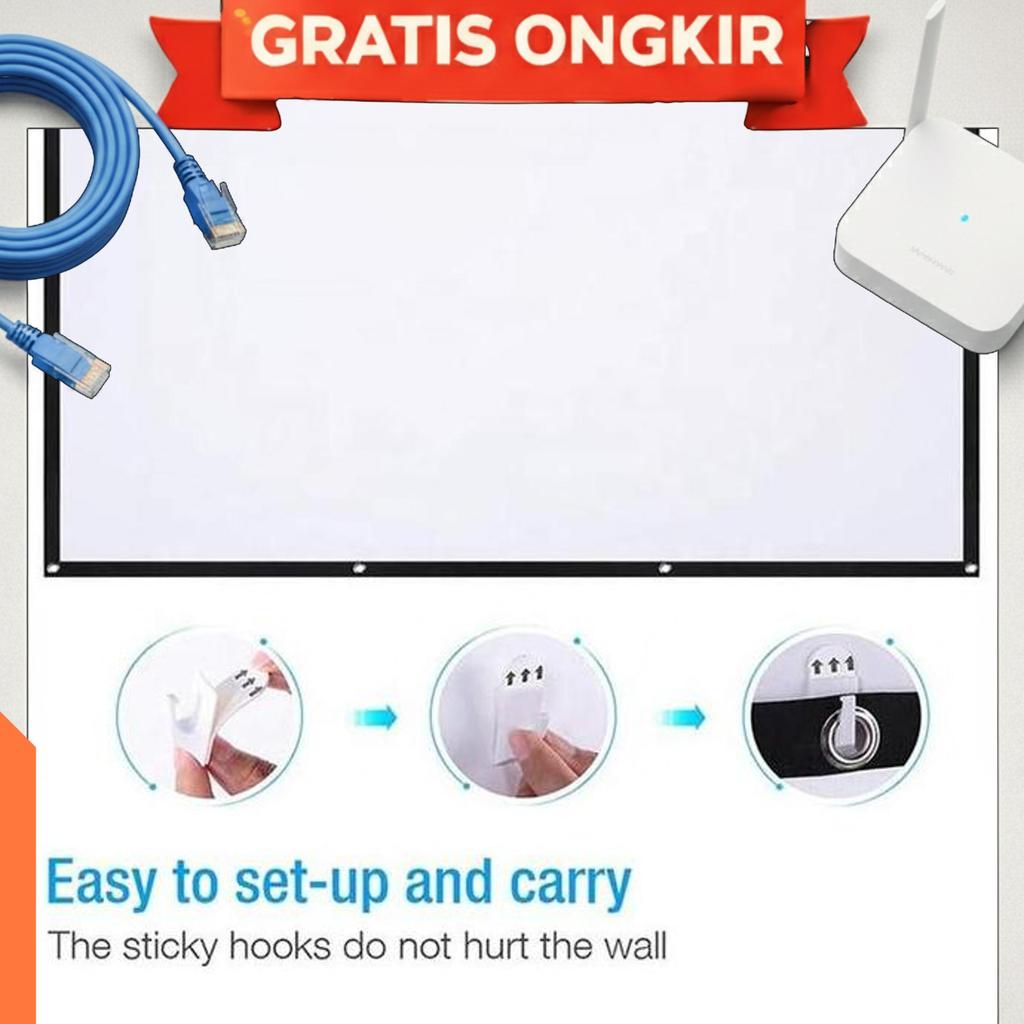 Layar Proyektor Folded 84 - 100 - 120 Inch Ratio 16:9 - Layar Proyektor Lipat Portable