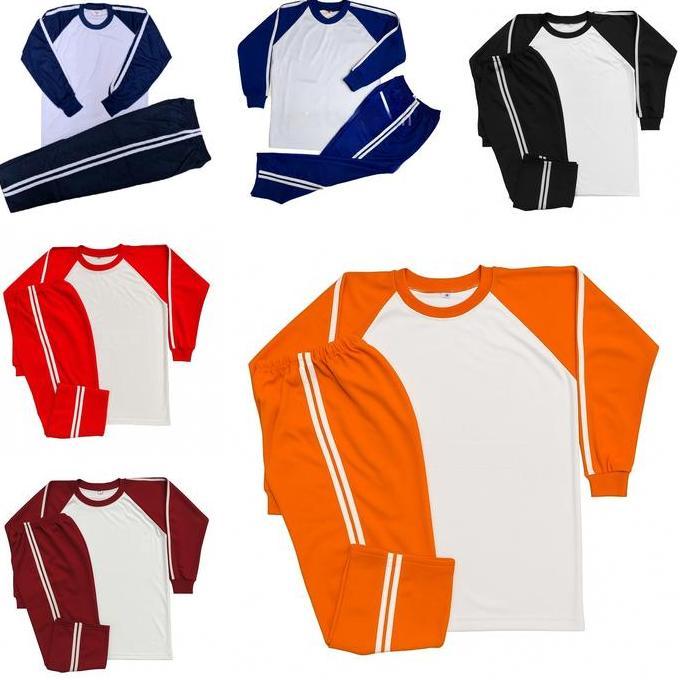 Kaos Olahraga TK/SD/SMP/SMA/JUMBO Lengan Panjang Bahan Tebal | Oren Putih | Merah Putih | Donker Put