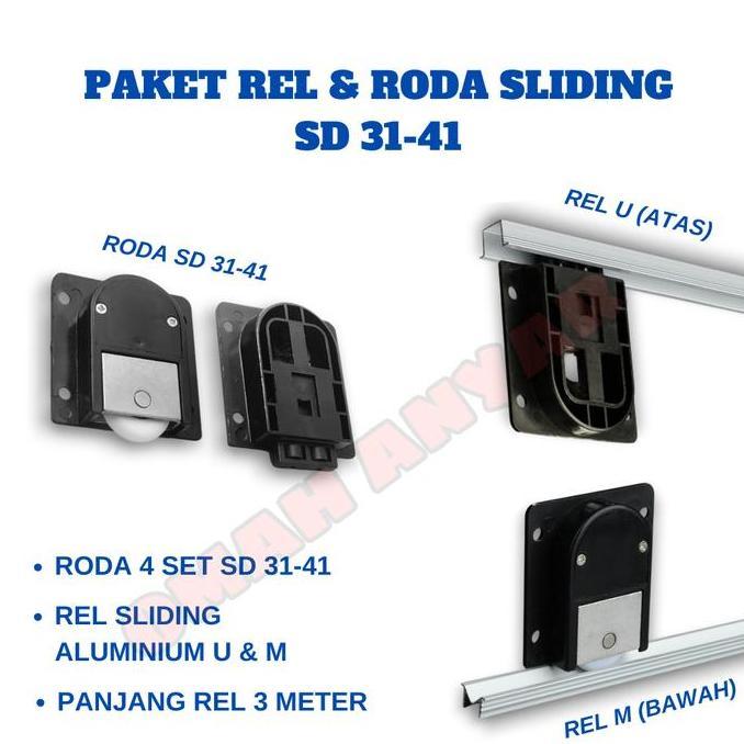 =====] (POTONG JADI 2) Paket Rel Roda Sliding Lemari Huben SD-31 41