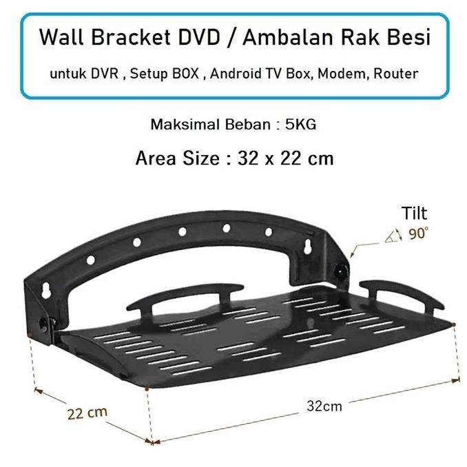 Weargo- Ambalan Rak Besi Bracket Holder Mesin Dvd Dvr Cctv Rak Dinding Lipat Taruh Proyektor Mini Ro