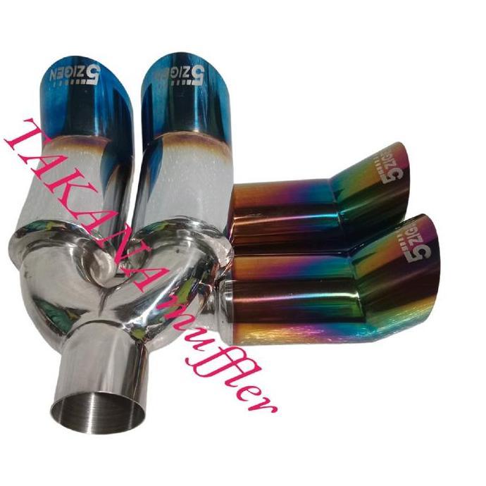 KNALPOT RACING MOBIL 5ZIGEN, ZIGEN CABANG, DUA LUBANG, DOUBLE, CAGAK BASS GAHAR UNTUK MOBIL MANUAL D