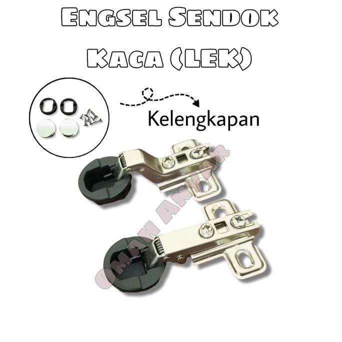 :=:=:=:=] 1 PASANG Engsel Sendok Lemari Etalase Bulat Kaca Key Hole Lenaga LEK Elco 26mm