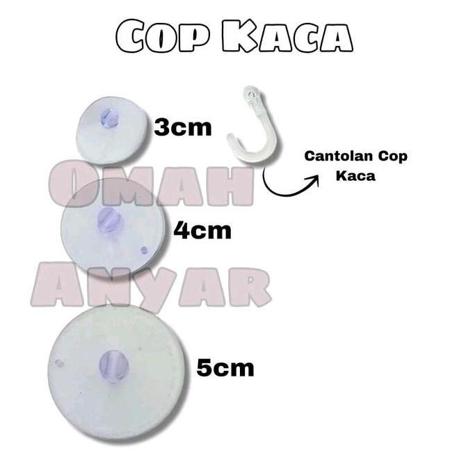 ] 5PCS Karet Ambalan Cop Kaca Tipis Cantolan Bulat Kaca Uk 3,4, 5 CM