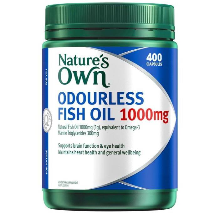 Nature's Own Odourless Fish Oil 1000mg 200 Capsules 400 Kapsul 500 caps - OMEGA-3, 6 & 9 Minyak Ikan