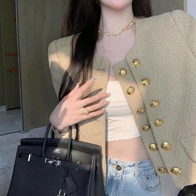 Blazer wanita jaket crop  Double Variasi Kancing Ala  M643