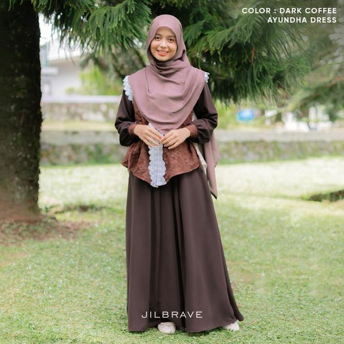 JILBRAVE Ayundha Dress Embossed Lebaran Kondangan Gamis Muslimah Feminine (TERBAIK) (TERBARU) (TERMU