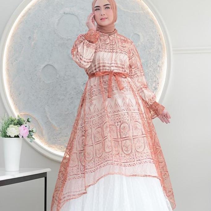 GAMIS OZIAS TILE MOSCREPE PREMIUM 06444 LD 105 I Gamis Fashion Muslimah I Gamis wisuda Rompi Nyaman 