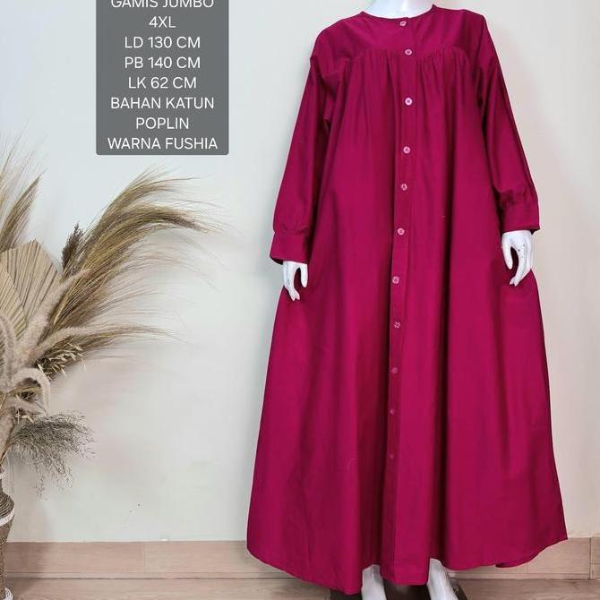 Murah Gamis Jumbo Ld 130 Cm Bahan Katun Poplin Model Polos Kekinian - Delisha Dress Non COD