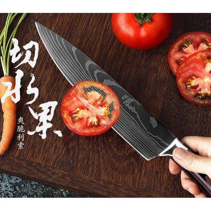 XITUO Dapur Chef Damascus Pattern - 5 Inch Santoku Knife