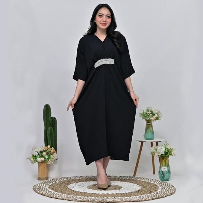 Murah Kaftan Kaneeyaa Baju Muslim Ibu Hamil & Menyusui, Remaja Friendly Crinkle Airflow Gamis Lebara