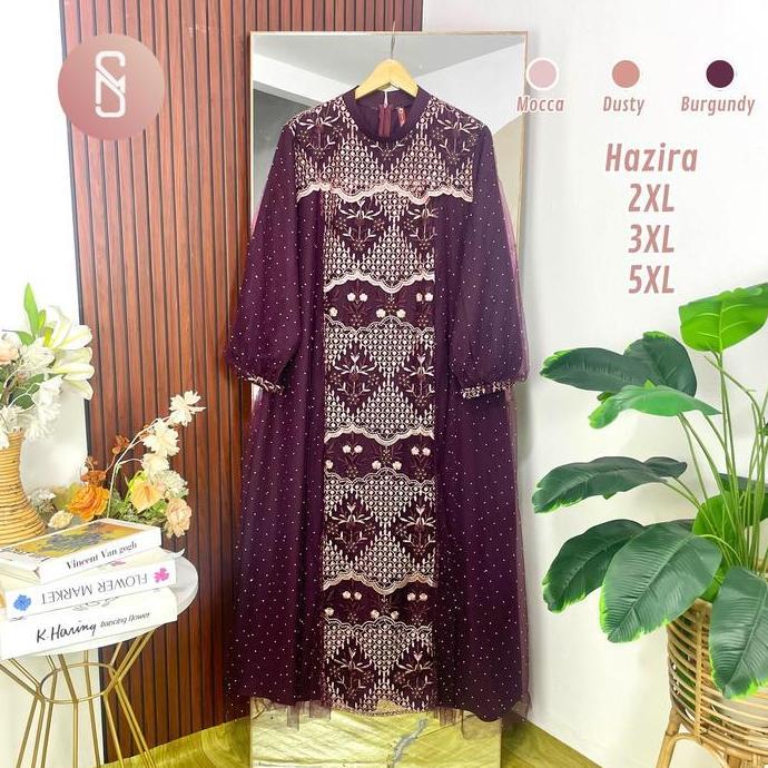 Murah Myshawl Hazira  Dress Gamis Brukat Pesta Jumbo Matt Syakilla Terbaru Big Size Muslim Mocca Wan