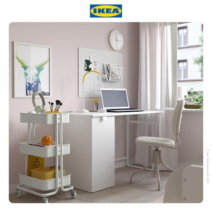 IKEA RASKOG Troli Dapur dengan 3 Rak Serbaguna Putih 35x45x78 cm