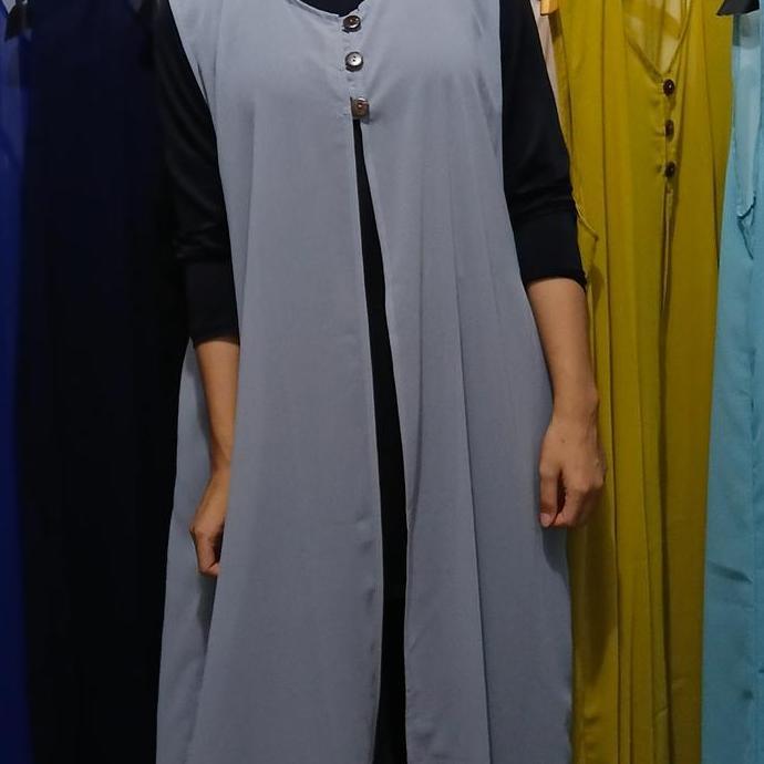 OOTD outer panjang korea / outer panjang tanpa lengan / outer ceruty polos / Kardigan Casual OOTD