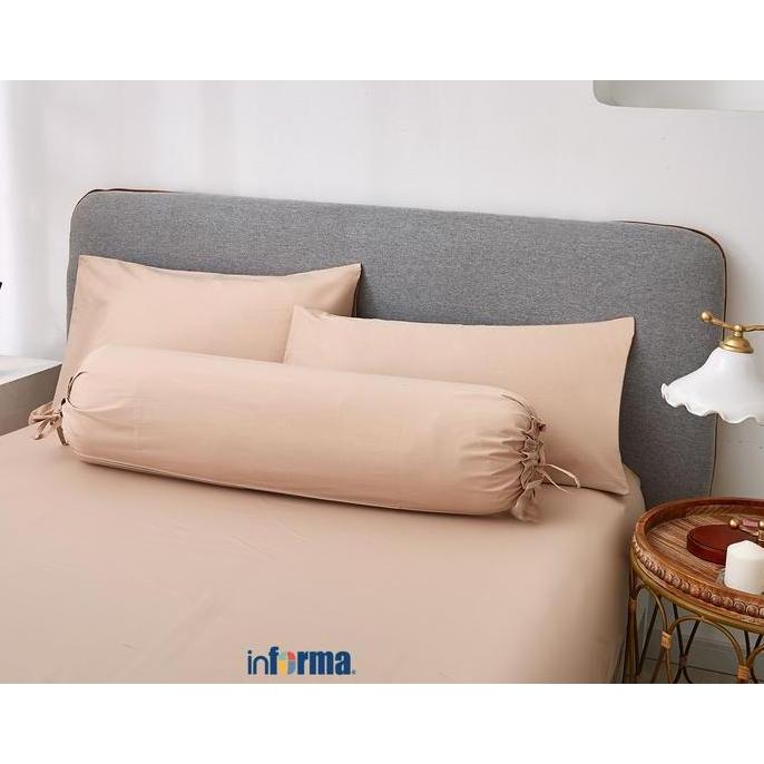 Informa Linotela 180X200 Cm Seprai King Katun - Cokelat Muda Sarung Kasur Pelindung Sprei Katun Temp