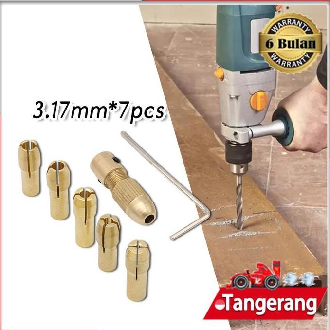 SIMATEKNO 7pcs/set Kepala Bor Adapter / Kepala Bor Mini Collet Chuck Drill Set 0.5mm-3mm