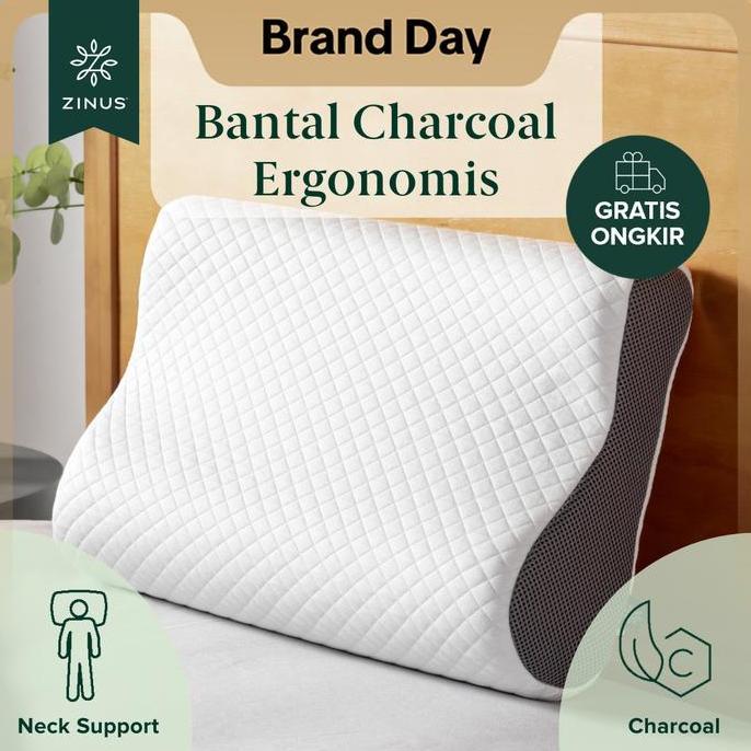 Bantal Zinus Charcoal Memory Foam Tencel Cover Bed