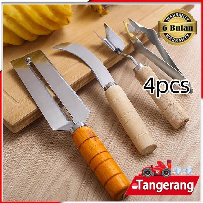 SIMATEKNO 4pcs/set Alat Pengupas Nanas Pisau / Pengupas Mata Nenas / Peeler Pisau Pengupas Kulit Teb