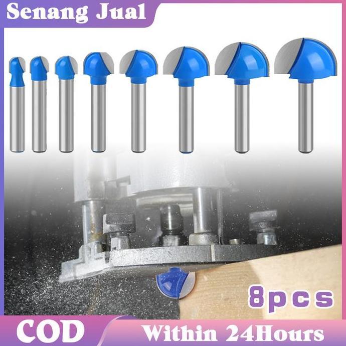 TOEVSKY 8Pcs 6MM Mata Profil Router Bit Mata Profil Setengah Lingkaran Mata Profil Sloting Bit