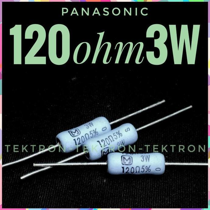 Murah (1) Panasonic 120ohm 3W Resistor 120R 3Watt tek70n Ayo Beli